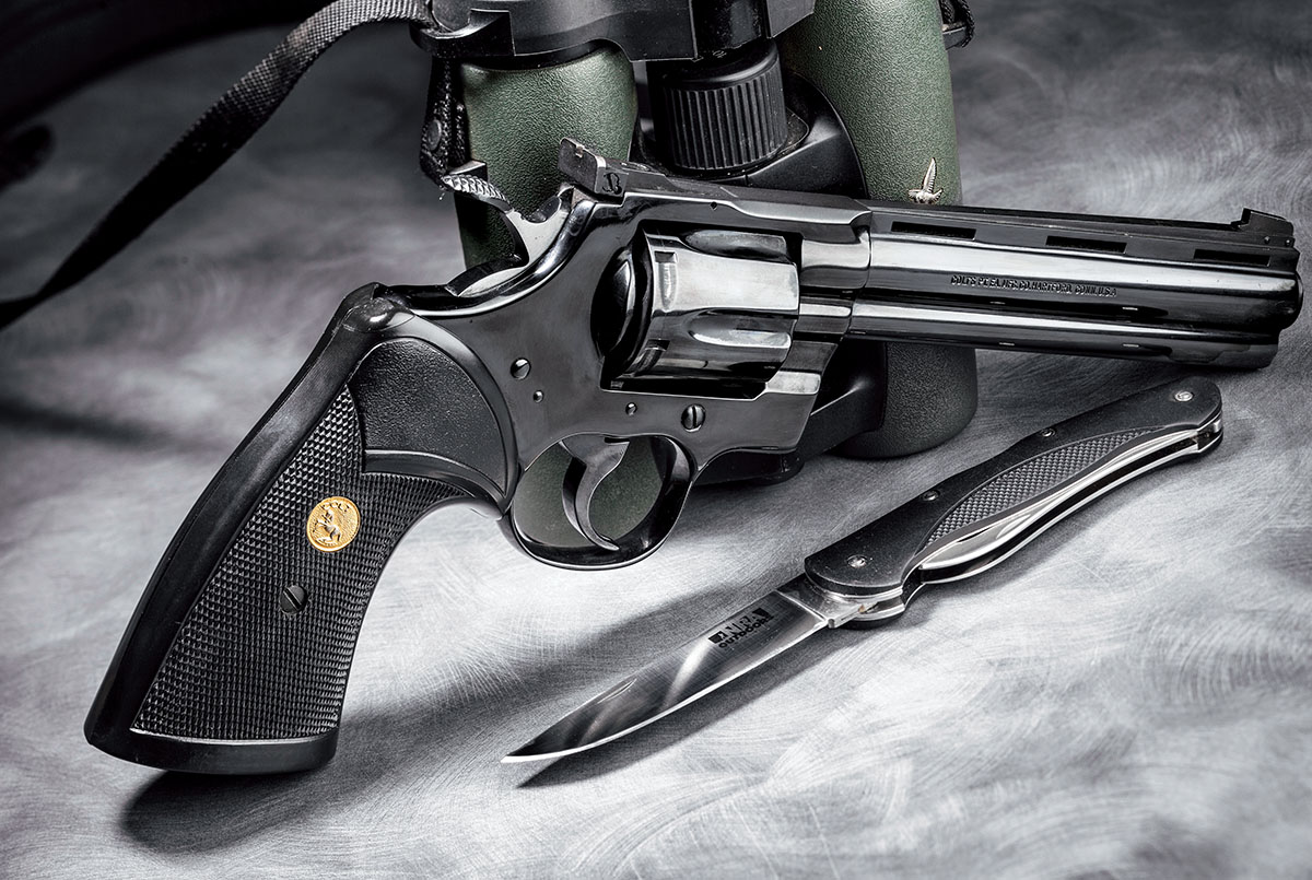 You can see why the early Colt Pythons with their spectacular blue finish and Eliason Kensight sights were regarded by many as the ultimate 357 Magnum.